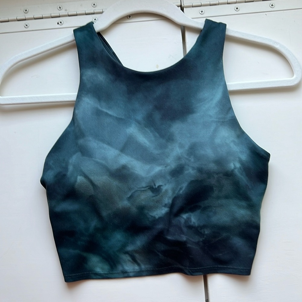 ATHLETA BUILT IN BRA BLUE/GREEN CROPPED TANK